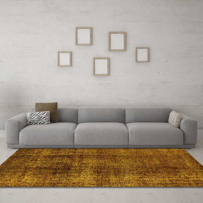 Machine Washable Oriental Yellow Industrial Rug in a Living Room, wshurb1887yw