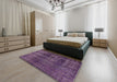 Mid-Century Modern Purple Oriental Rug in a Bedroom, urb1887