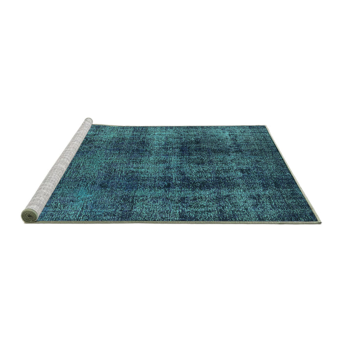 Sideview of Machine Washable Oriental Turquoise Industrial Area Rugs, wshurb1887turq