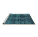 Sideview of Machine Washable Oriental Turquoise Industrial Area Rugs, wshurb1887turq