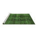 Sideview of Machine Washable Oriental Green Industrial Area Rugs, wshurb1887grn