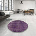 Round Machine Washable Industrial Modern Purple Rug in a Office, wshurb1887