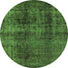 Round Oriental Green Industrial Rug, urb1887grn