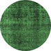 Round Oriental Emerald Green Industrial Rug, urb1887emgrn