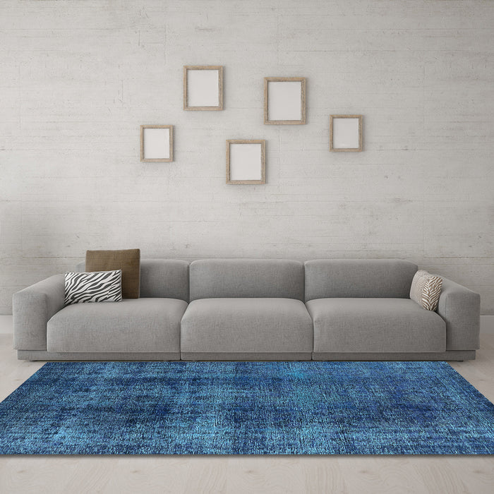 Machine Washable Oriental Light Blue Industrial Rug in a Living Room, wshurb1887lblu