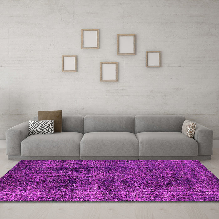 Machine Washable Oriental Pink Industrial Rug in a Living Room, wshurb1887pnk