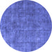 Round Oriental Blue Industrial Rug, urb1888blu