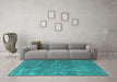 Machine Washable Oriental Turquoise Industrial Area Rugs in a Living Room,, wshurb1888turq