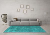 Machine Washable Oriental Turquoise Industrial Rug, wshurb1888turq