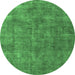 Round Oriental Emerald Green Industrial Rug, urb1888emgrn