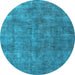 Round Oriental Light Blue Industrial Rug, urb1888lblu