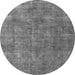 Round Machine Washable Oriental Gray Industrial Rug, wshurb1888gry