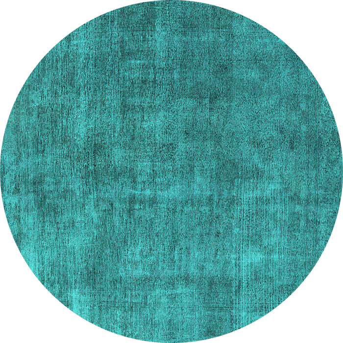 Round Machine Washable Oriental Turquoise Industrial Area Rugs, wshurb1888turq