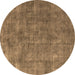 Round Machine Washable Oriental Brown Industrial Rug, wshurb1888brn