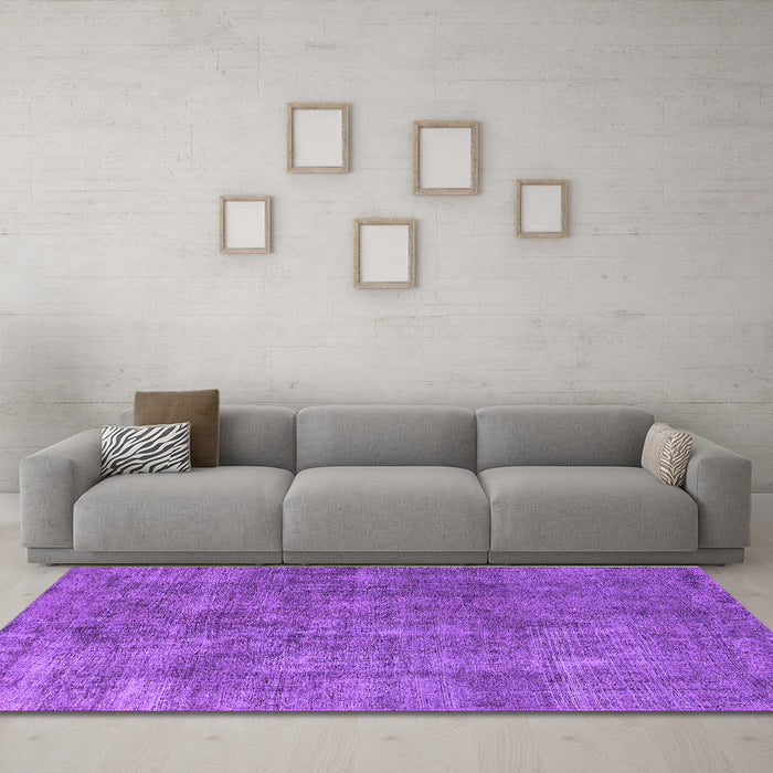 Machine Washable Oriental Purple Industrial Area Rugs in a Living Room, wshurb1888pur