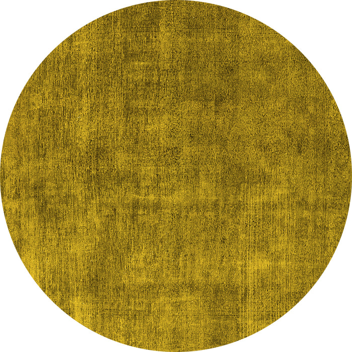 Round Machine Washable Oriental Yellow Industrial Rug, wshurb1888yw
