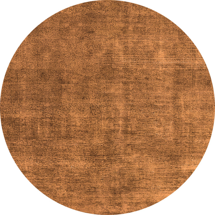 Round Machine Washable Oriental Orange Industrial Area Rugs, wshurb1888org