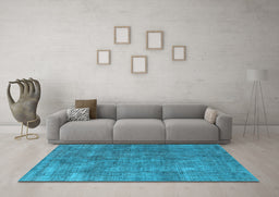 Machine Washable Oriental Light Blue Industrial Rug in a Living Room, wshurb1888lblu