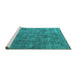 Sideview of Machine Washable Oriental Turquoise Industrial Area Rugs, wshurb1888turq