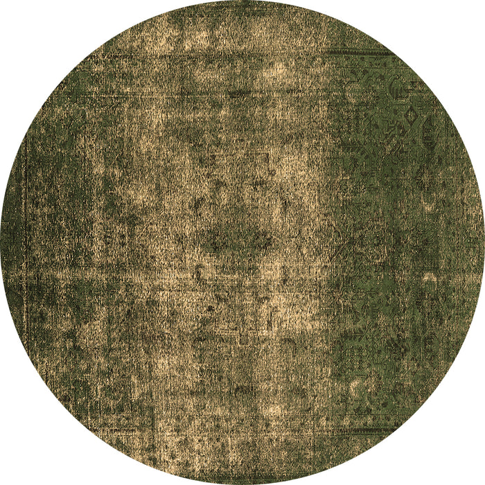 Round Oriental Brown Industrial Rug, urb1889brn