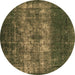 Round Oriental Brown Industrial Rug, urb1889brn