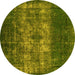 Round Oriental Yellow Industrial Rug, urb1889yw