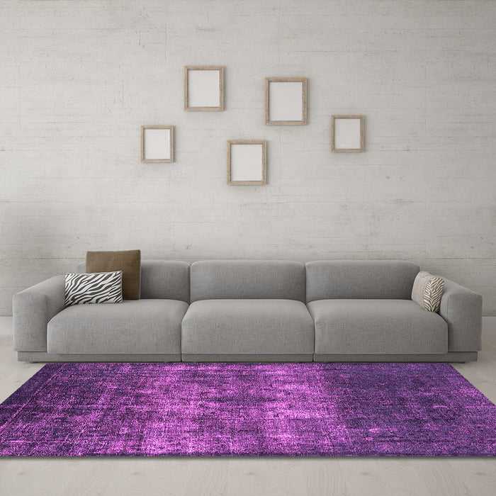 Machine Washable Oriental Pink Industrial Rug in a Living Room, wshurb1889pnk