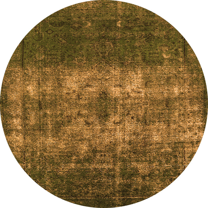 Round Machine Washable Oriental Orange Industrial Area Rugs, wshurb1889org