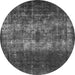 Round Machine Washable Oriental Gray Industrial Rug, wshurb1889gry