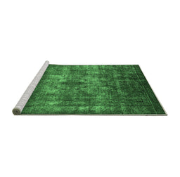 Sideview of Machine Washable Oriental Emerald Green Industrial Area Rugs, wshurb1889emgrn