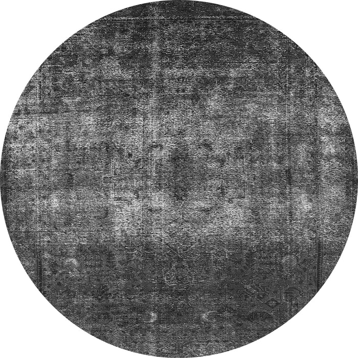 Round Oriental Gray Industrial Rug, urb1889gry