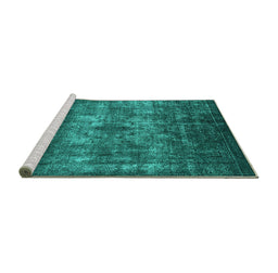 Sideview of Machine Washable Oriental Turquoise Industrial Area Rugs, wshurb1889turq