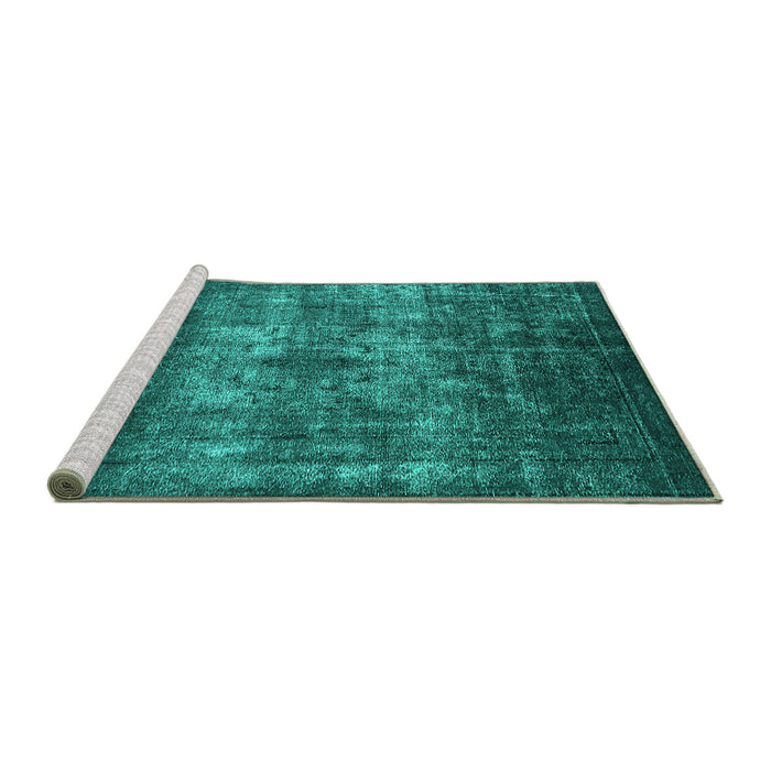 Sideview of Machine Washable Oriental Turquoise Industrial Area Rugs, wshurb1889turq