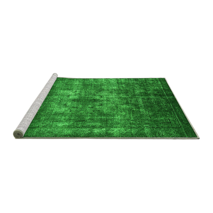 Sideview of Machine Washable Oriental Green Industrial Area Rugs, wshurb1889grn