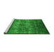 Sideview of Machine Washable Oriental Green Industrial Area Rugs, wshurb1889grn