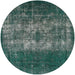 Round Mid-Century Modern Dark Blue Grey Blue Oriental Rug, urb1889