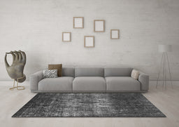 Machine Washable Oriental Gray Industrial Rug in a Living Room,, wshurb1889gry