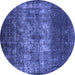 Round Oriental Blue Industrial Rug, urb1889blu