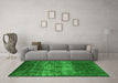 Machine Washable Oriental Green Industrial Area Rugs in a Living Room,, wshurb1889grn