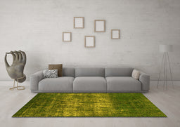 Machine Washable Oriental Yellow Industrial Rug in a Living Room, wshurb1889yw