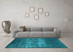 Machine Washable Oriental Light Blue Industrial Rug in a Living Room, wshurb1889lblu