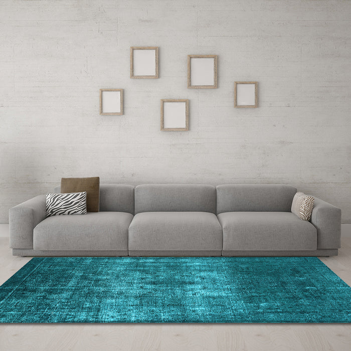 Machine Washable Oriental Light Blue Industrial Rug in a Living Room, wshurb1889lblu