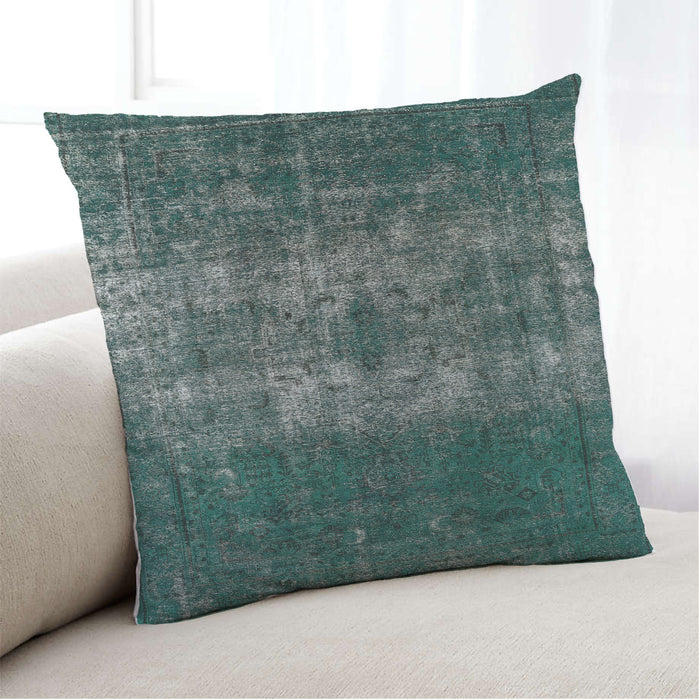 Lifestyle Image of Mid-Century Modern Urban Square Dark Blue Grey Blue Throw Pillow, 18 inch by 18 inch, pwurb1889