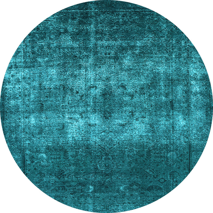 Round Oriental Light Blue Industrial Rug, urb1889lblu