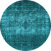 Round Oriental Light Blue Industrial Rug, urb1889lblu