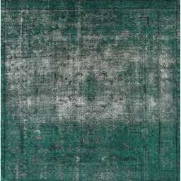 Square Mid-Century Modern Dark Blue Grey Blue Oriental Rug, urb1889