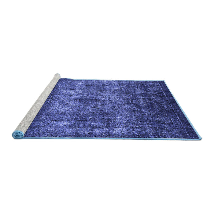 Sideview of Machine Washable Oriental Blue Industrial Rug, wshurb1889blu