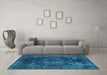 Machine Washable Oriental Turquoise Industrial Area Rugs in a Living Room,, wshurb1890turq