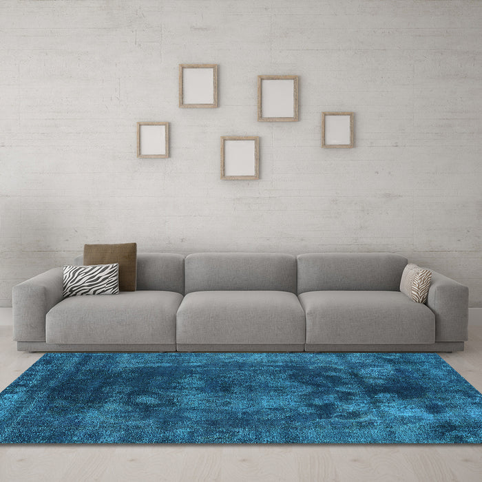 Machine Washable Oriental Turquoise Industrial Area Rugs in a Living Room,, wshurb1890turq