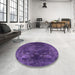 Round Mid-Century Modern Purple Oriental Rug in a Office, urb1890